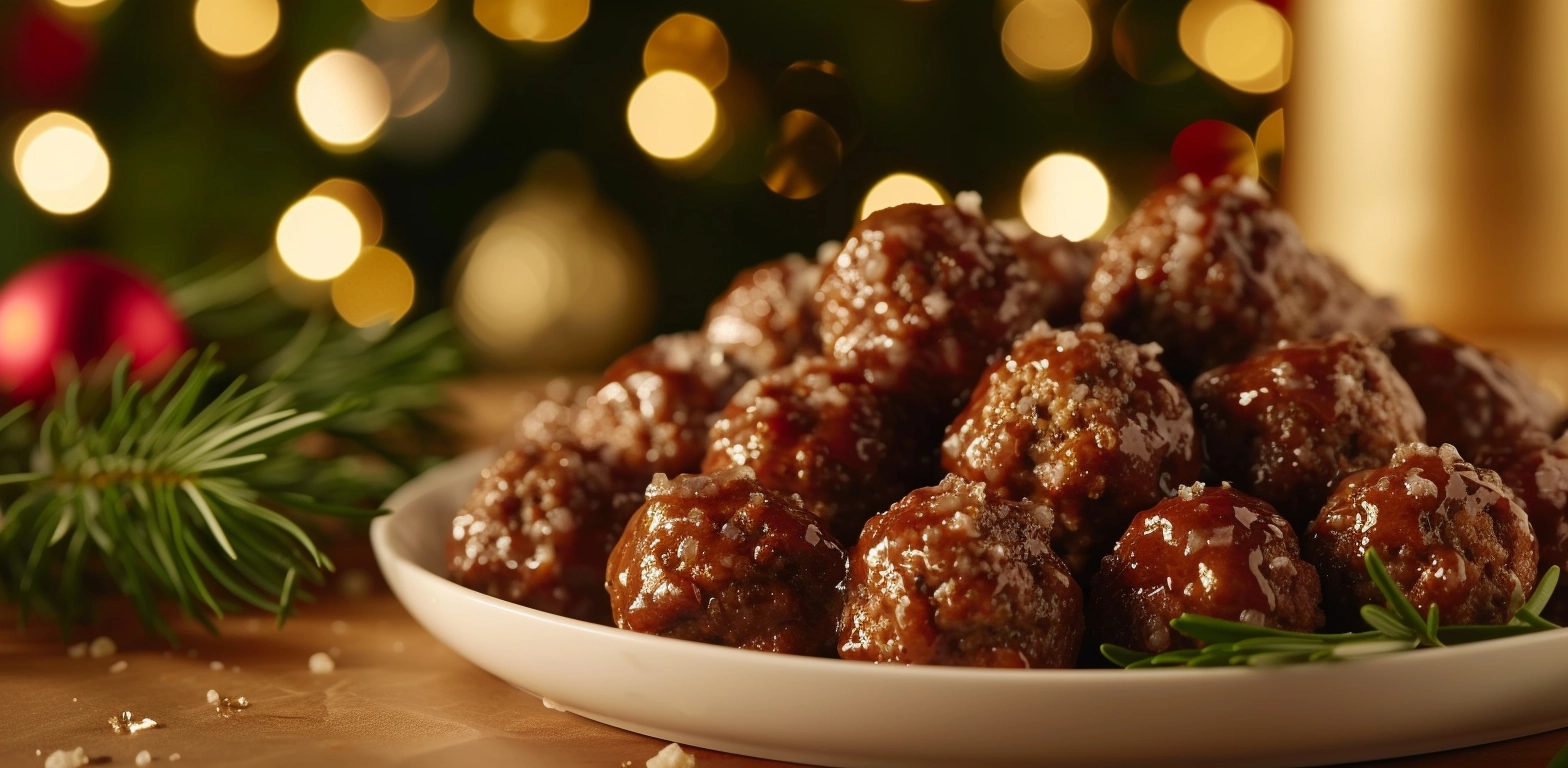 A rustic skillet filled with savory Italian meatballs simmering in marinara sauce.