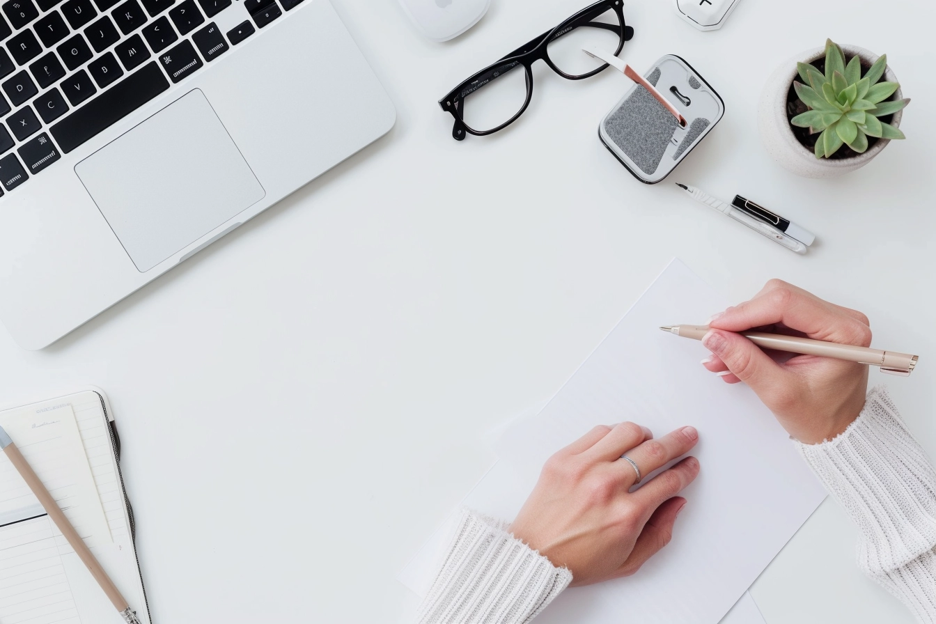 Content Writer Guide: A person typing on a laptop keyboard, representing the process of content writing and digital engagement.