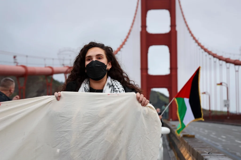 Golden Gate Bridge closed with traffic halted during protest