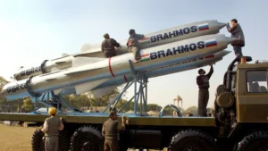 BrahMos missile in flight, showcasing its speed and precision.
