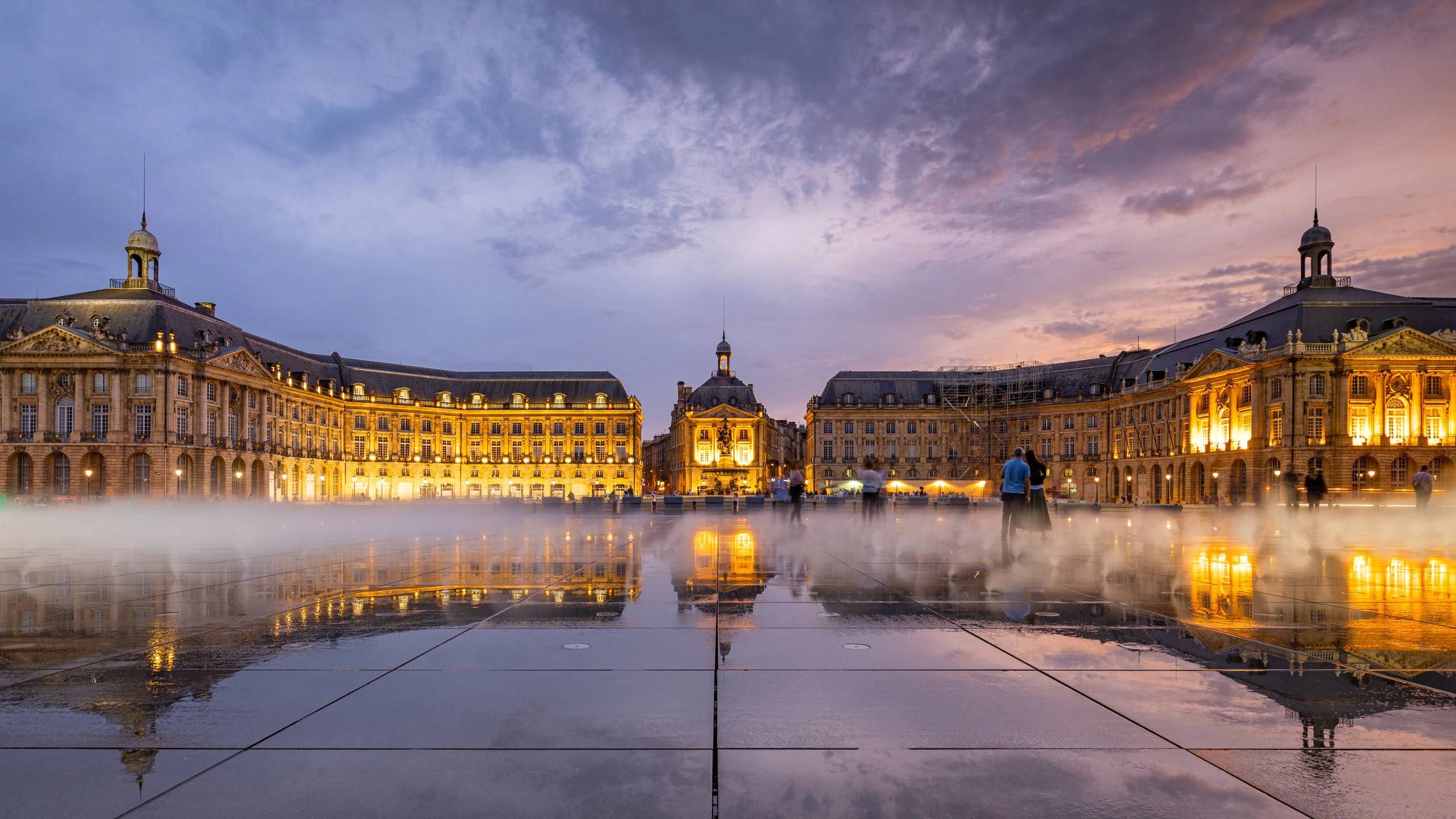 The Place de la Bourse in Bordeaux, reflecting its grand architecture in the Water Mirror