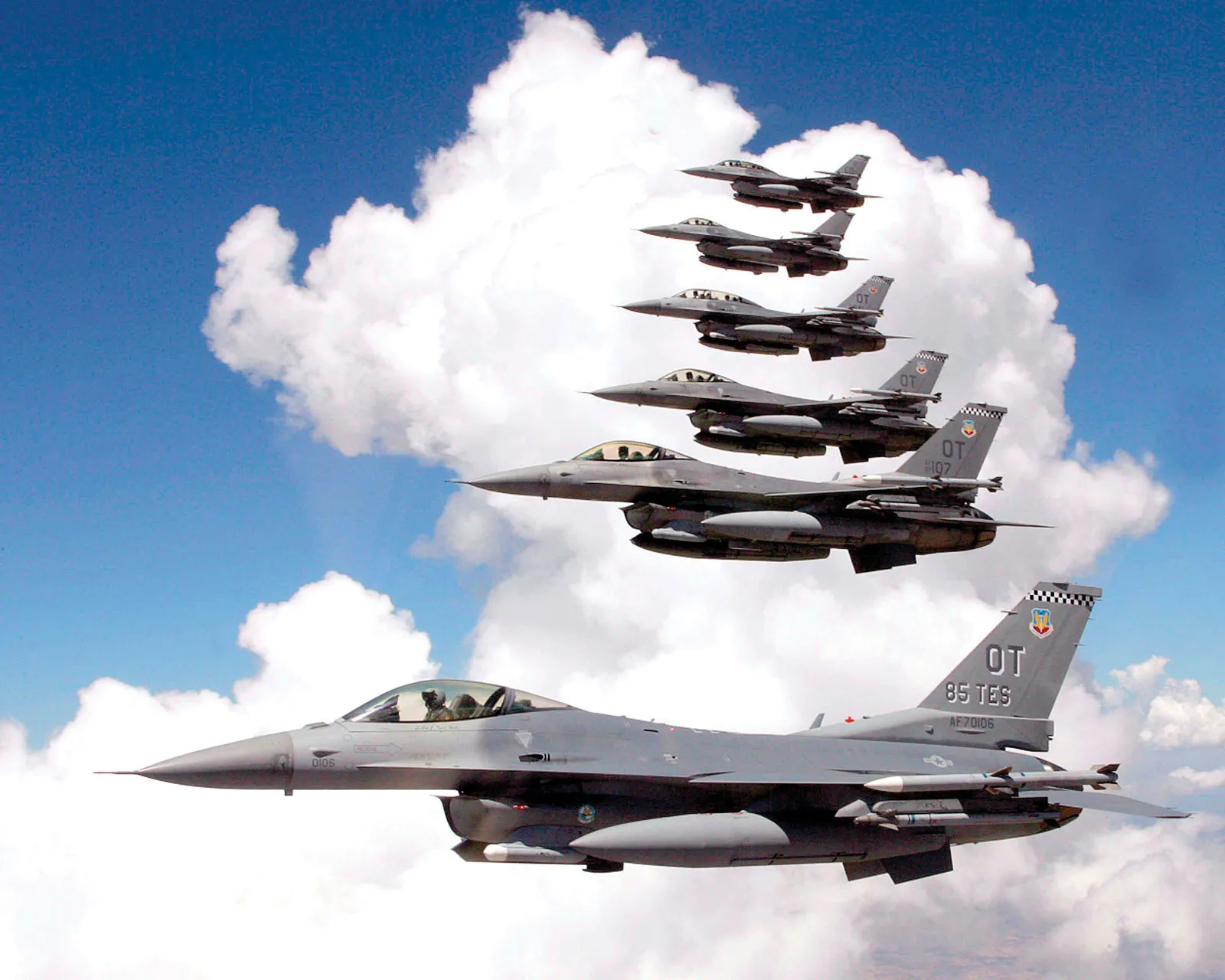 Close-up of the F-16 Fighting Falcon's cockpit and avionics. 