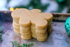 Freshly baked gingerbread cookies decorated with icing